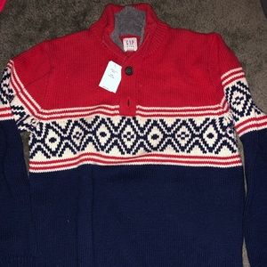 GAP KIDS SWEATER WITH FLEECE COLLAR AND BUTTON UP